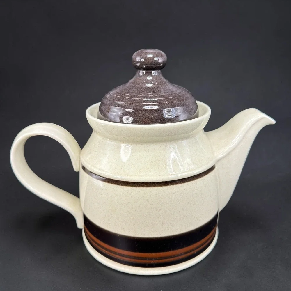 Royal Doulton Lambethware Bistro Teapot LS1035‎ Brown Striped Stoneware England